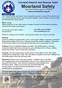 Moorland Safety Cornwall Search and Rescue Leaflet